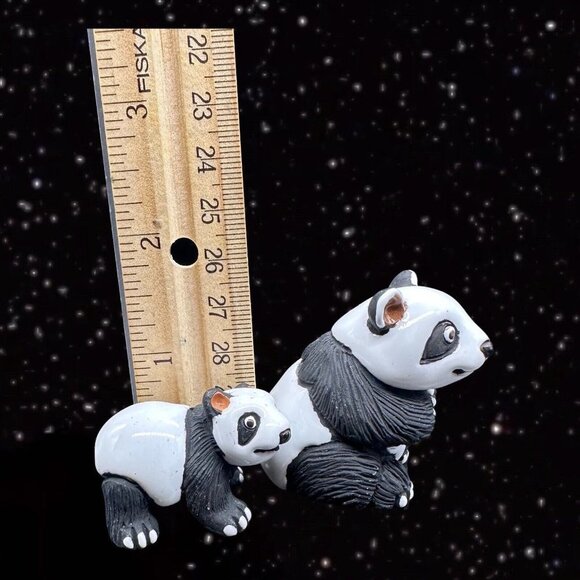 LEPS Peru Folk Art Pottery Panda w Cub Clay Handmade Figurine Marked 2 Set 2”T - Picture 2 of 6